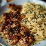 Des Fettuccine Alfredo au poulet croustillant